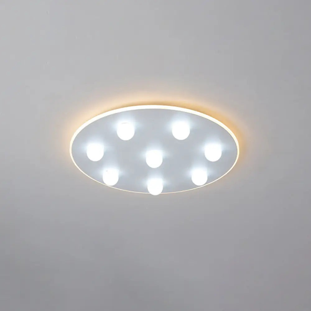 Modern Metal Led Flush Ceiling Light For Kids - Flower/Round/Square Design 8 Lights 16.5/19.5 Inch