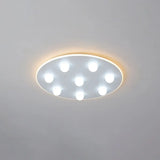 Modern Metal Led Flush Ceiling Light For Kids - Flower/Round/Square Design 8 Lights 16.5/19.5 Inch