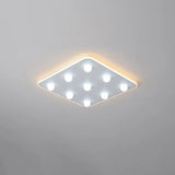 Modern Metal Led Flush Ceiling Light For Kids - Flower/Round/Square Design 8 Lights 16.5/19.5 Inch