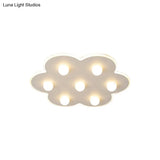Modern Metal Led Flush Ceiling Light For Kids - Flower/Round/Square Design 8 Lights 16.5/19.5 Inch