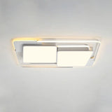 Modern Metal Led Flush Ceiling Light For Living Room - Rectangular White/Black Fixture With Warm