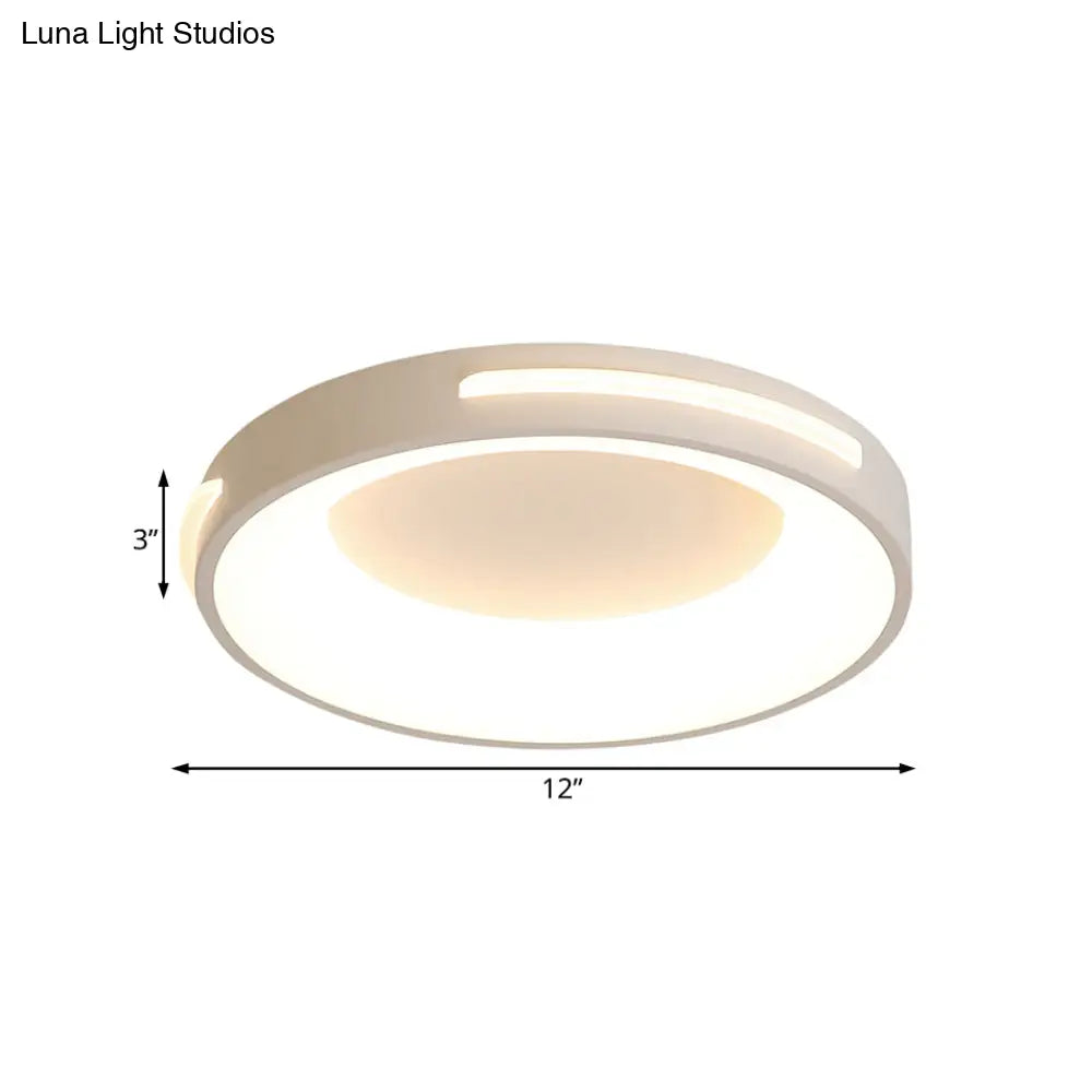 Modern Metal Led Flush Ceiling Light With Acrylic Diffuser - Circle Design In White/Warm Various