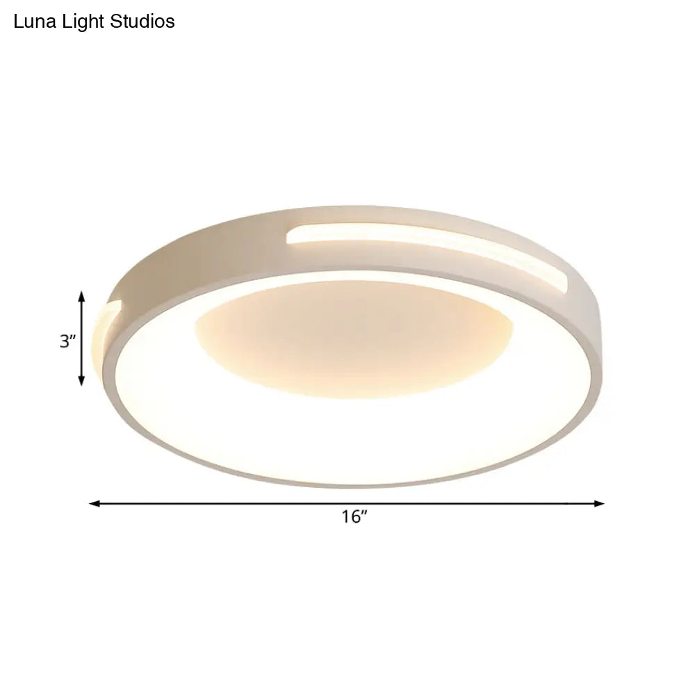 Modern Metal Led Flush Ceiling Light With Acrylic Diffuser - Circle Design In White/Warm Various
