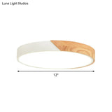 Modern Metal Led Flush Light In Pink/White With Acrylic Diffuser Ceiling Mounted Round Design -