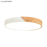 Modern Metal Led Flush Light In Pink/White With Acrylic Diffuser Ceiling Mounted Round Design -