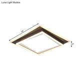 Modern Metal Led Flush Mount Ceiling Lamp With Recessed Diffuser - Square/Rectangular White/Warm