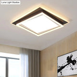 Modern Metal Led Flush Mount Ceiling Lamp With Recessed Diffuser - Square/Rectangular White/Warm