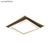 Modern Metal Led Flush Mount Ceiling Lamp With Recessed Diffuser - Square/Rectangular White/Warm