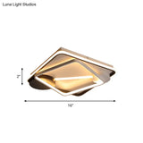 Modern Metal Led Flush Mount Ceiling Light - Double Square/Circle Design In Black & White