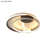 Modern Metal Led Flush Mount Ceiling Light - Double Square/Circle Design In Black & White