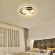 Modern Metal Led Flush Mount Ceiling Light - Double Square/Circle Design In Black & White / Warm