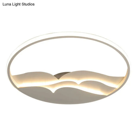 Modern Metal Led Flush Mount Ceiling Light With Halo Ring For Bedroom - White Flushmount