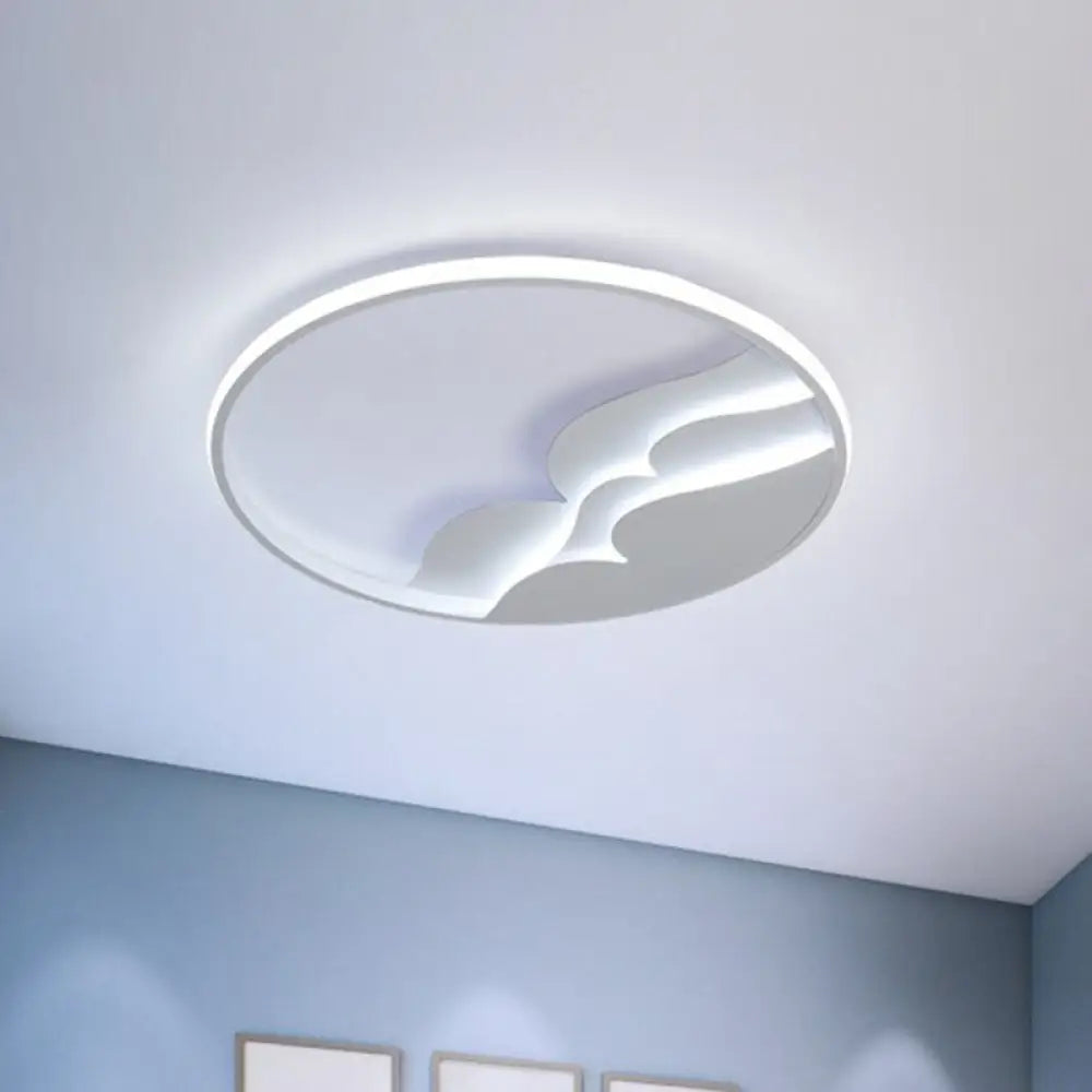 Modern Metal Led Flush Mount Ceiling Light With Halo Ring For Bedroom - White Flushmount / 17’