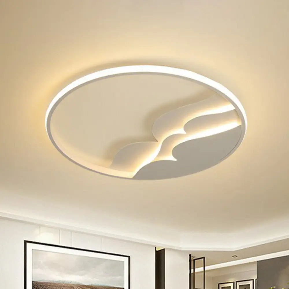 Modern Metal Led Flush Mount Ceiling Light With Halo Ring For Bedroom - White Flushmount / 17’