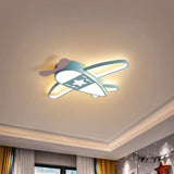 Modern Metal Led Flush Mount Lamp - Pink/Blue Plane Warm/White Lighting 19.5’/25.5’ Width Blue