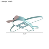 Modern Metal Led Flush Mount Lamp - Pink/Blue Plane Warm/White Lighting 19.5’/25.5’ Width