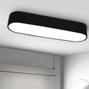 Modern Metal Led Flush Mount Lamp: Smooth Edge Case 23.5’/35.5’ Wide White/Black Ceiling Light