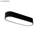 Modern Metal Led Flush Mount Lamp: Smooth Edge Case 23.5’/35.5’ Wide White/Black Ceiling Light