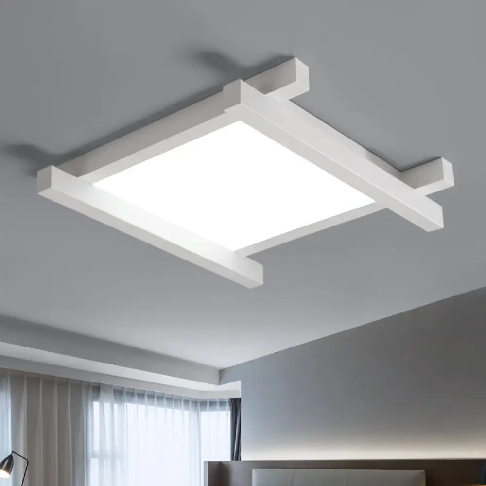 Modern Metal Led Flush Mount Lamp With Crisscross Design - Black/White 17’/21’/25’ Wide White / 17’