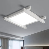 Modern Metal Led Flush Mount Lamp With Crisscross Design - Black/White 17’/21’/25’ Wide White / 17’