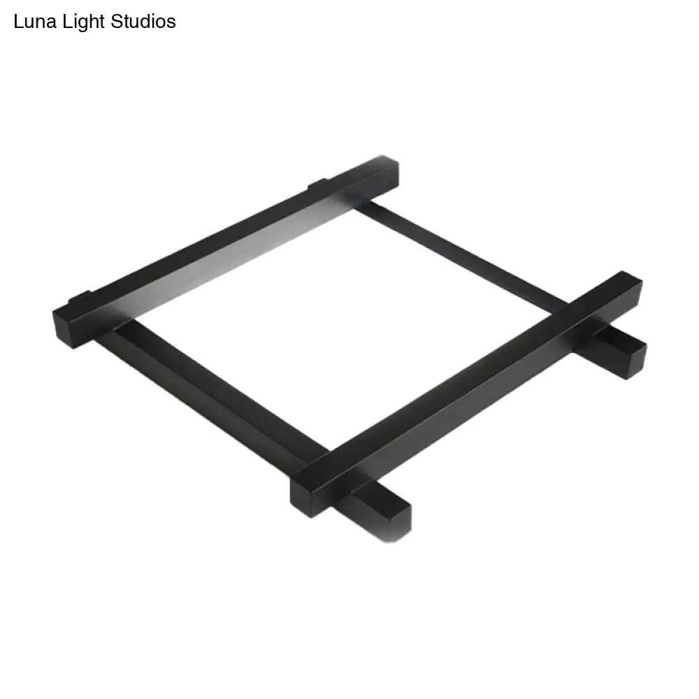 Modern Metal Led Flush Mount Lamp With Crisscross Design - Black/White 17’/21’/25’ Wide