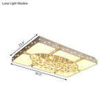 Modern Metal Led Flushmount Lamp With Crystal Ball - White Ceiling Light Fixture