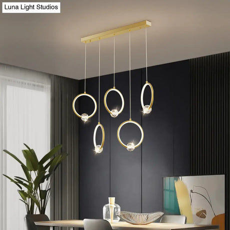 Modern Metal Led Indoor Pendant Light: Stylish Ring-Shaped Hanging Fixture