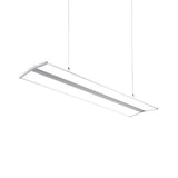 Modern Rectangular Led Pendant Light 23.5/47 Silver Ceiling Lamp Kit With White Acrylic Diffuser