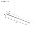 Modern Metal Led Pendant Lighting Silver Rectangular Hanging Ceiling Lamp With White Acrylic