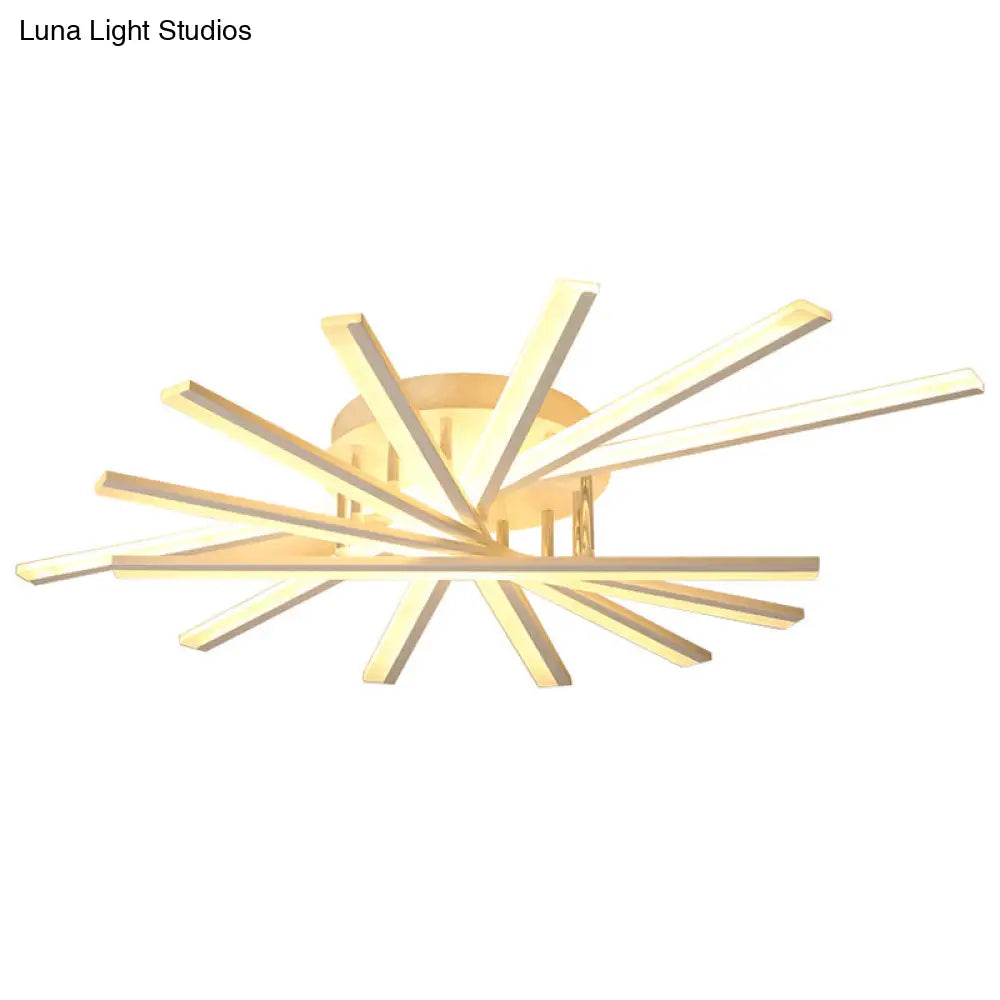 Modern Metal Led Semi Flush Mount Light Fixture For Living Room - 7 Lights