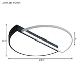 Modern Metal Led Semicircle Flush Lamp: Black/White Ceiling Mounted Fixture With Acrylic Diffuser
