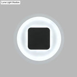Modern Metal Led Wall Lamp Sconce In Black & White - Square Round Design