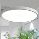 Modern Metal Led White Ceiling Pendant Light - 16’’/19.5’’ Wide Plate Office Lighting With