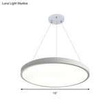 Modern Metal Led White Ceiling Pendant Light - 16’’/19.5’’ Wide Plate Office Lighting With