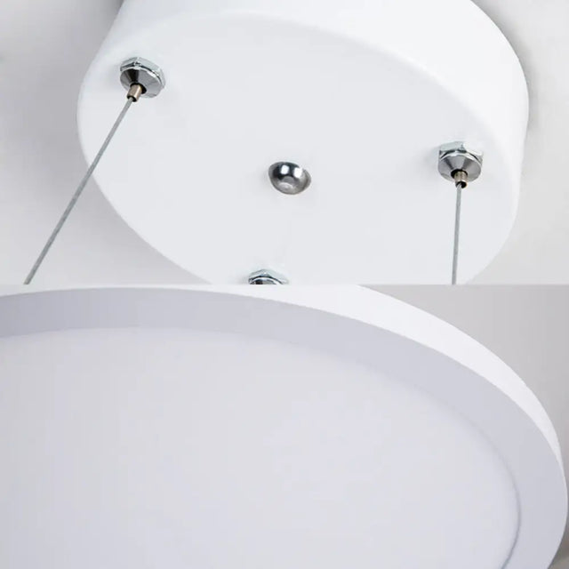 16/19.5 Wide Plate Hanging Lamp - Modern Metal Led White Ceiling Pendant Light For Office Remote