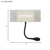 Modern Metal Mesh Rectangular Led Wall Sconce In White With Rotatable Design