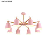 Modern Metal Pendant Lamp With Tapered Shade & 8 Bulbs - Living Room Lighting Fixture