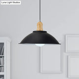 Modern Metal Pendant Light With Black Bowl Shade For Dining Room