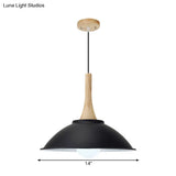 Modern Metal Pendant Light With Black Bowl Shade For Dining Room