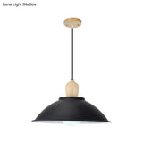 Modern Metal Pendant Light With Black Bowl Shade For Dining Room