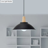 Modern Metal Pendant Light With Black Bowl Shade For Dining Room