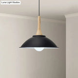 Modern Metal Pendant Light With Black Bowl Shade For Dining Room