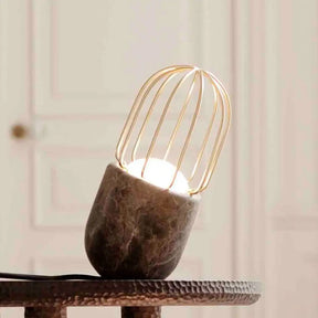Modern Metal Pill Desk Light - Brown Task Lamp With White Glass Shade