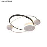 Modern Metal Planet Orbit Flushmount Lighting - Led Black - White Ceiling Mounted Fixture In