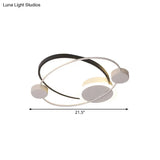 Modern Metal Planet Orbit Flushmount Lighting - Led Black - White Ceiling Mounted Fixture In