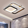 Modern Metal Rectangle/Square Led Ceiling Flush Mount In Warm/White Light Various Sizes Black /