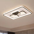 Modern Metal Rectangular Flushmount Led Ceiling Light In Black - White/Warm For Living Room / Warm