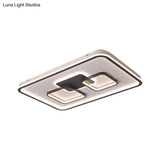 Modern Metal Rectangular Flushmount Led Ceiling Light In Black - White/Warm For Living Room