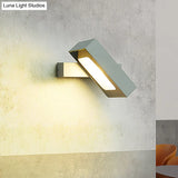 Modern Metal Rectangular Wall Sconce Led Mount Light With Rotatable Design (Black/White/Grey)
