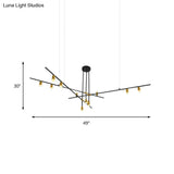 Modern Metal Rectilinear Chandelier Light: Black Ceiling Fixture (3/4/9 Lights)